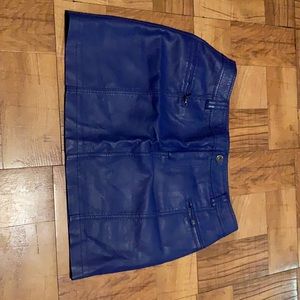 Large new look blue leather mini skirt